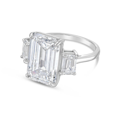 Lab-Grown Emerald-Cut Three-Stone Engagement Ring
