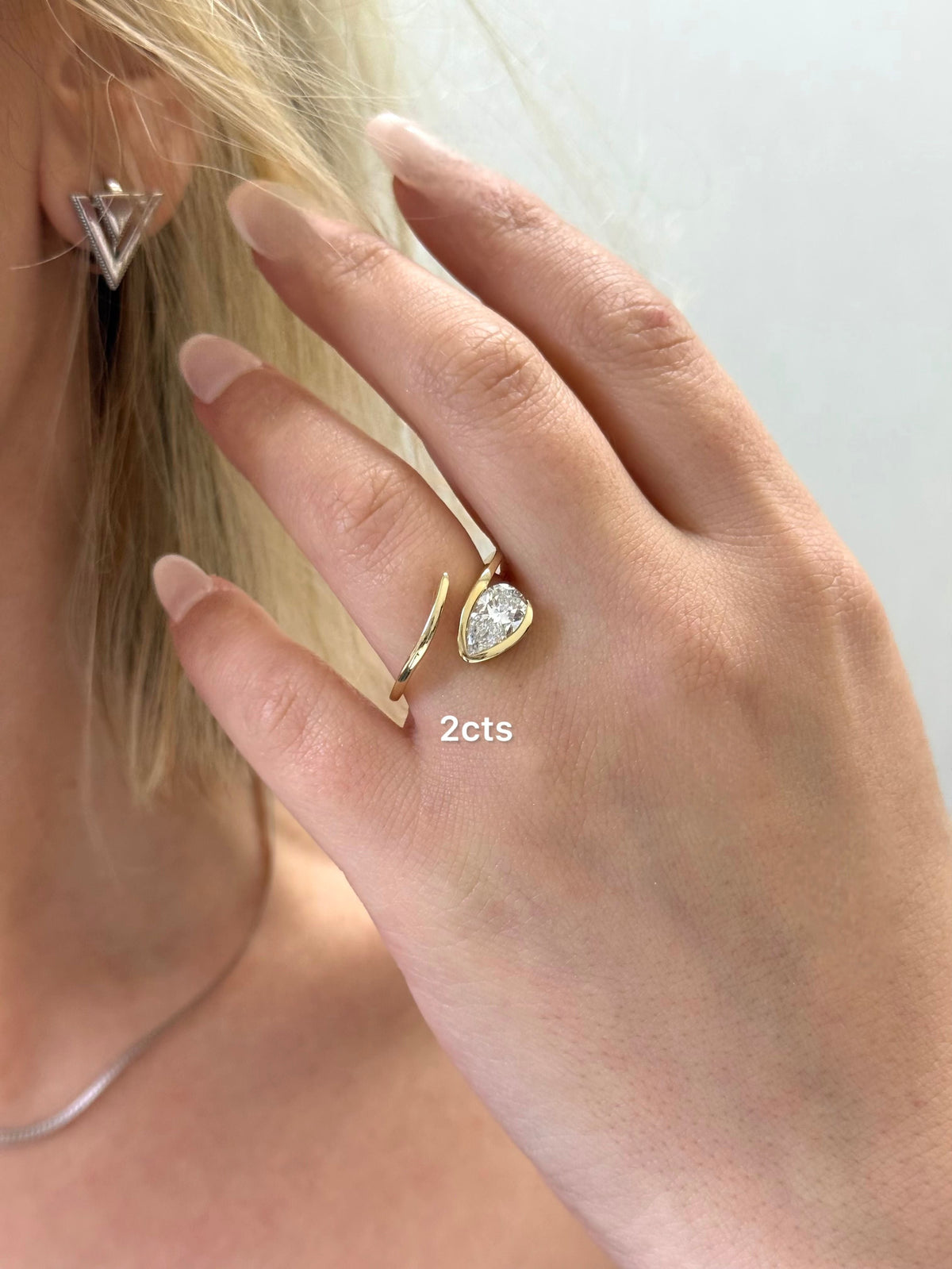 Lab-Grown Pear Bypass And Open Band Ring
