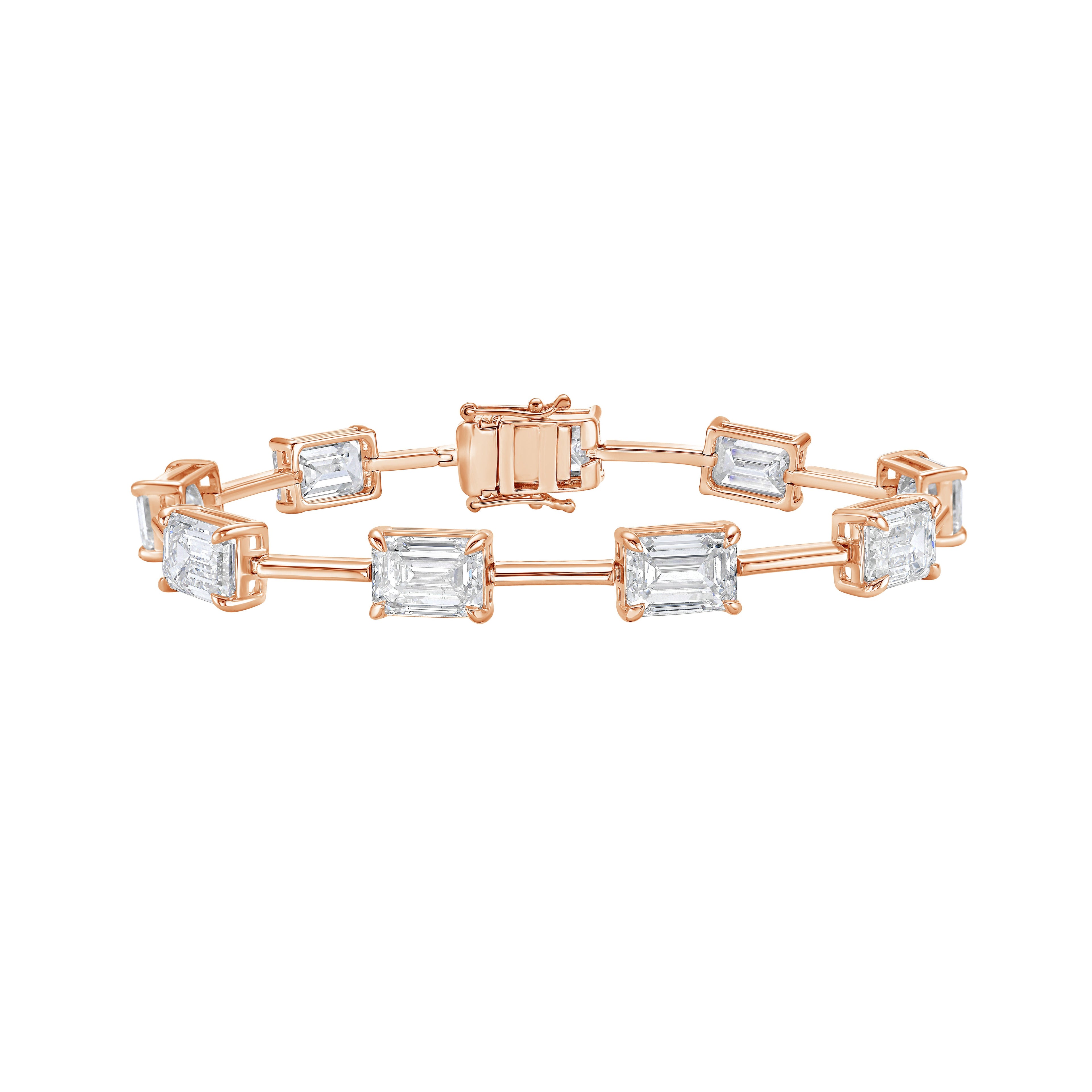 Lab-Grown Emerald-Cut Diamond Station Bracelet, 14k Gold