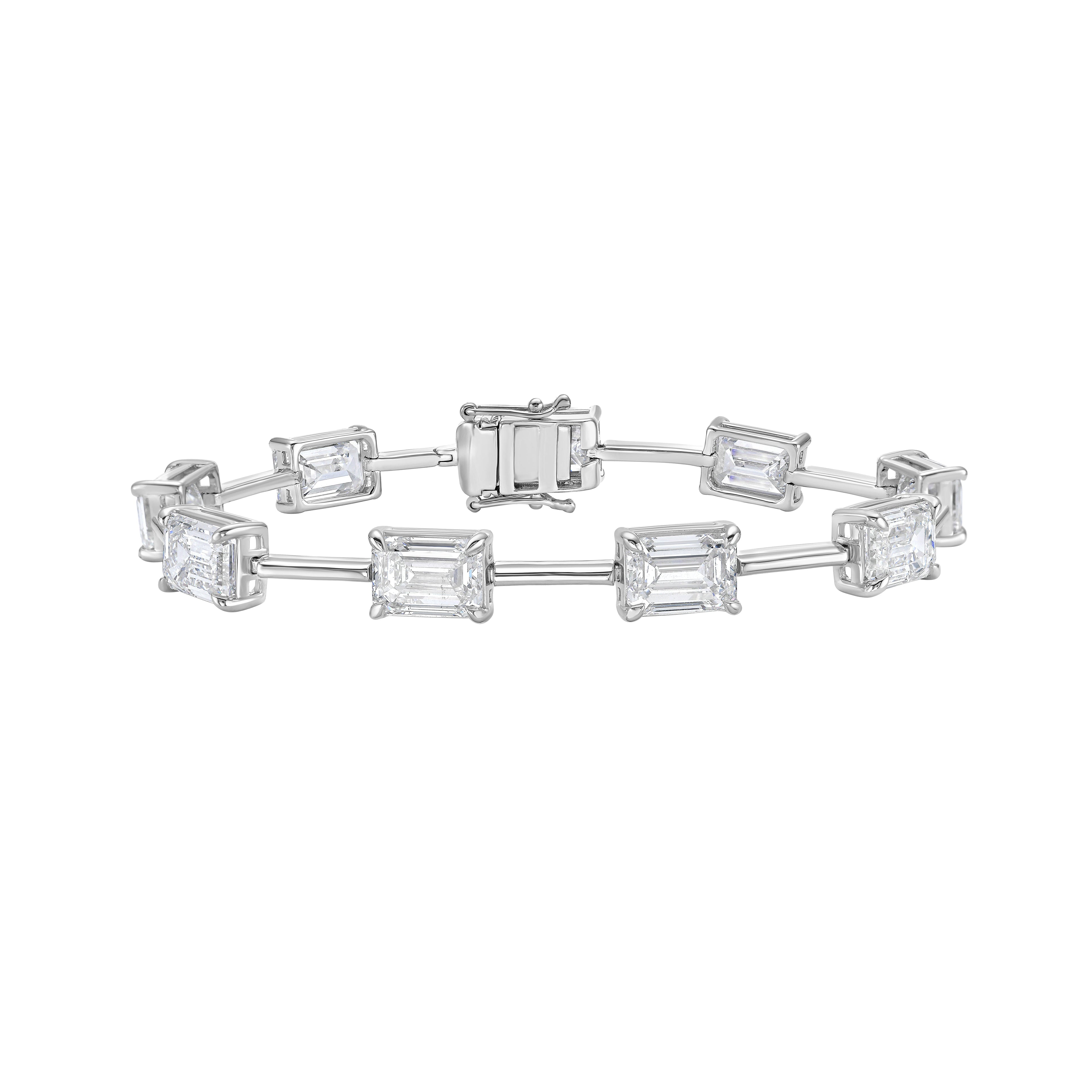 Lab-Grown Emerald-Cut Diamond Station Bracelet, 14k Gold