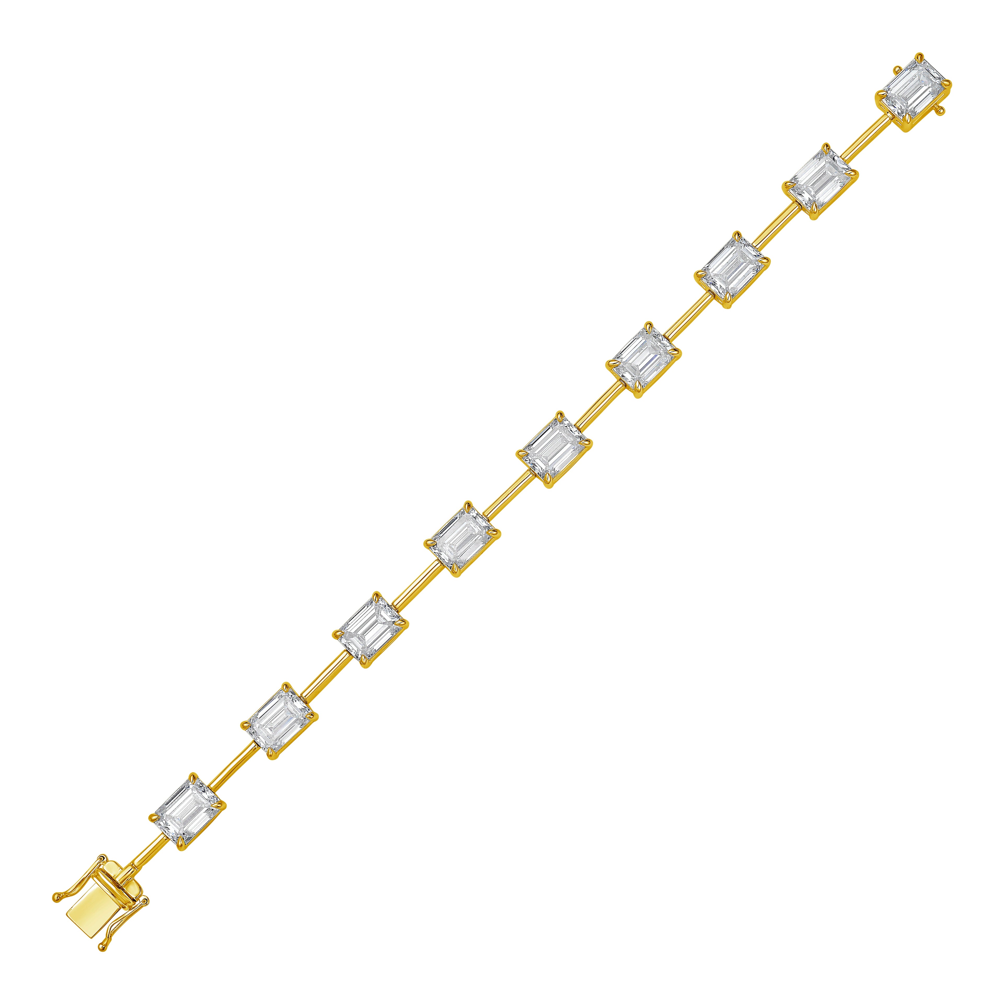 Lab-Grown Emerald-Cut Diamond Station Bracelet, 14k Gold