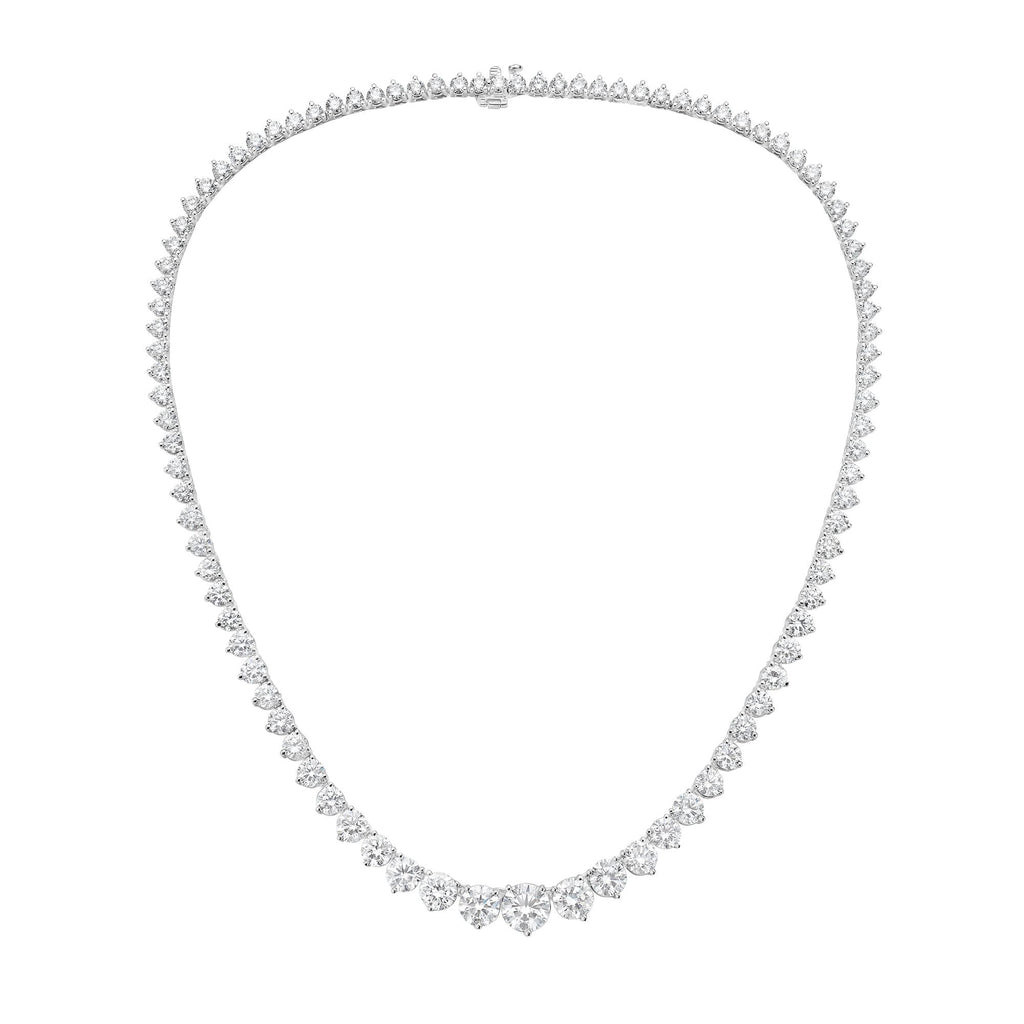Lab-Grown Graduated 3 Prong Tennis Necklace, 14K Gold