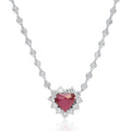 Ruby Heart Halo Diamonds By The Yard Necklace