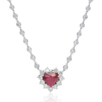 Ruby Heart Halo Diamonds By The Yard Necklace