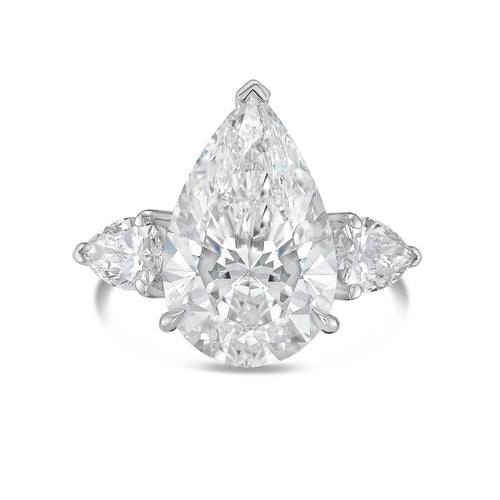 Lab-Grown Three Pear Diamond Ring