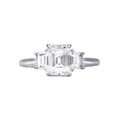 Three Stone Emerald Cut Diamond Engagement Ring, Platinum