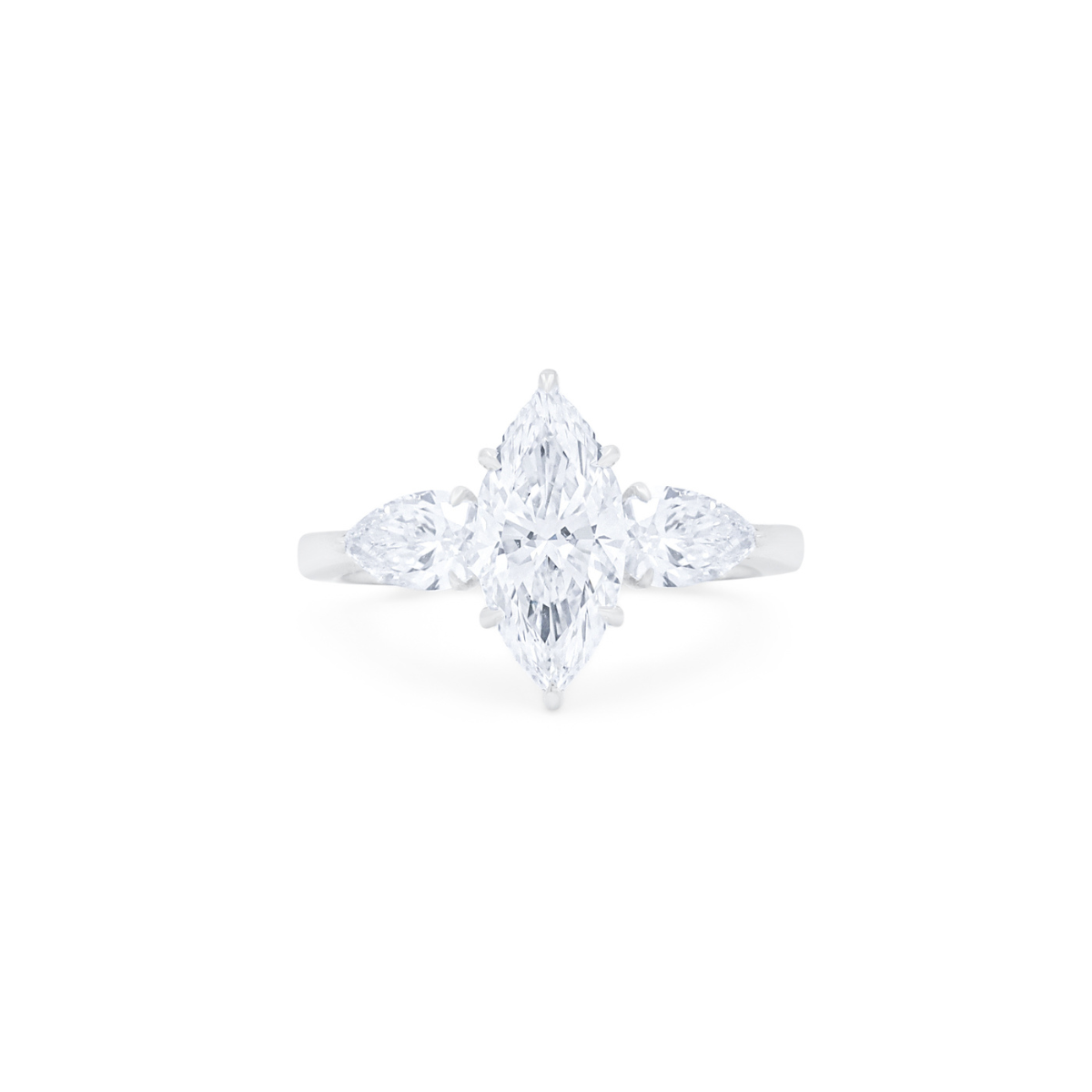Lab-Grown Three Stone Marquise Diamond Engagement Ring, 18K Gold
