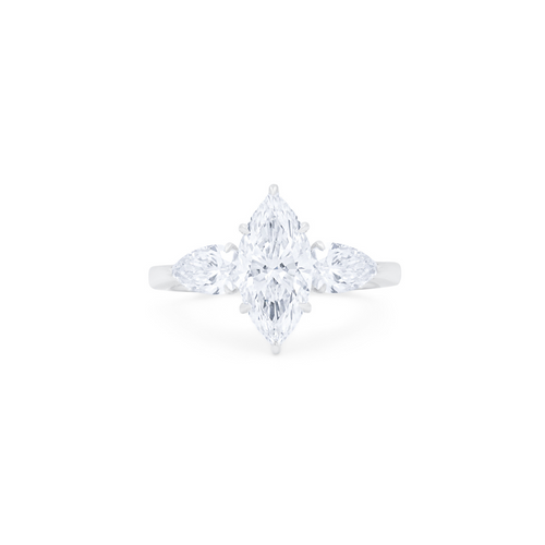 Lab-Grown Three Stone Marquise Diamond Engagement Ring, 18K Gold