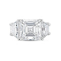 Lab-Grown Asscher Diamond Ring with Trapezoids, 18K Gold