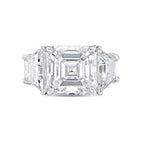 Lab-Grown Asscher Diamond Ring with Trapezoids, 18K Gold