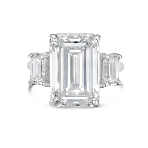 Lab-Grown Emerald-Cut Three-Stone Engagement Ring