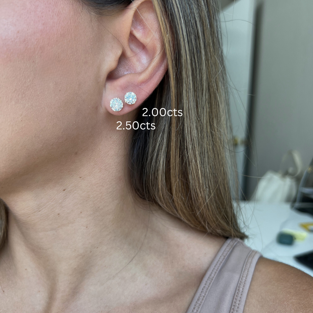 Lab-Grown Round Diamond Stud Earrings, 4-Prong