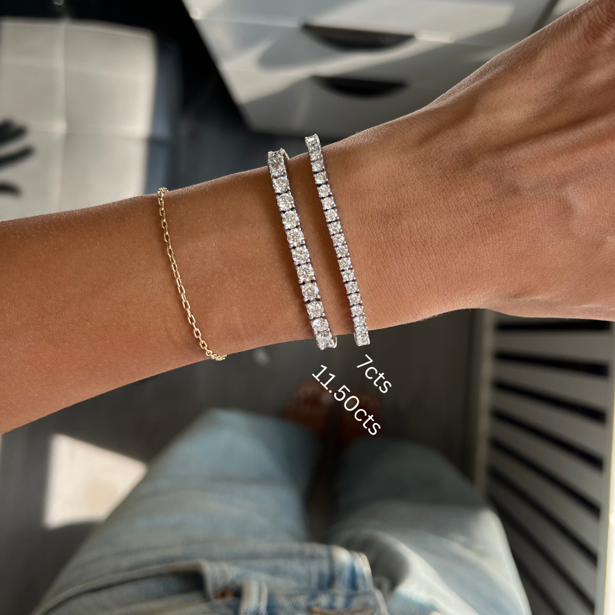 Lab-Grown Round Diamond Tennis Bracelet, 4-Prong, 14K Gold