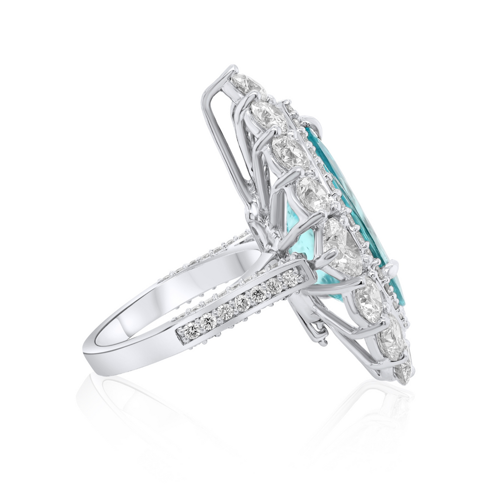 Paraiba Pendant & Double Halo Diamond Ring