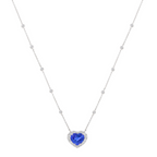 Heart Sapphire And Diamonds By The Yard Chain Necklace