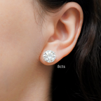 Lab-Grown Round Diamond Stud Earrings, 4-Prong