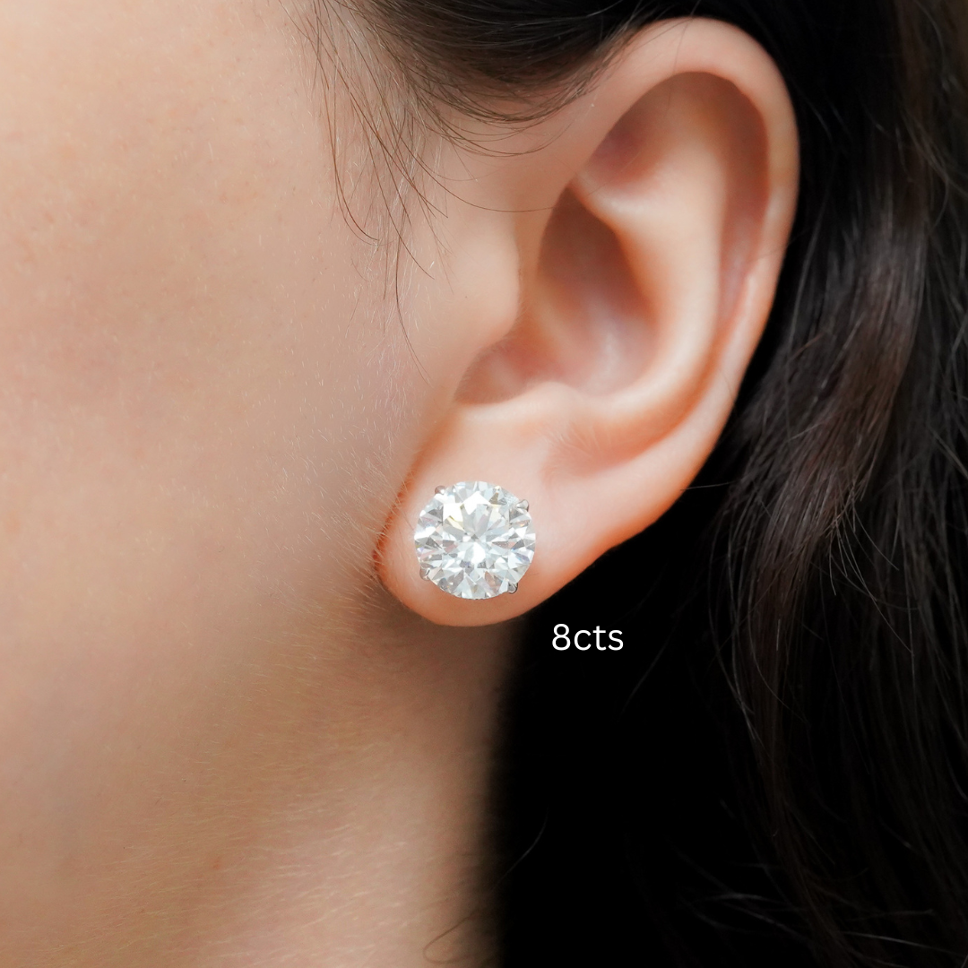 Lab-Grown Round Diamond Stud Earrings, 4-Prong