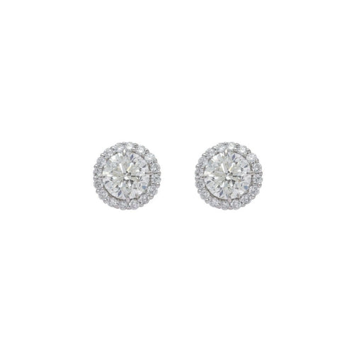 Lab-Grown Round Diamond Halo Earrings, 14K Gold