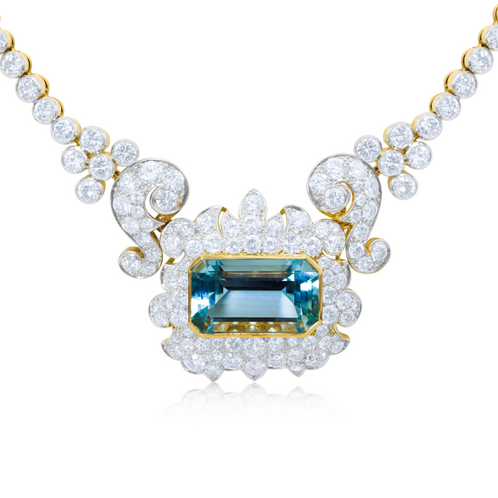 Aquamarine Diamond Necklace