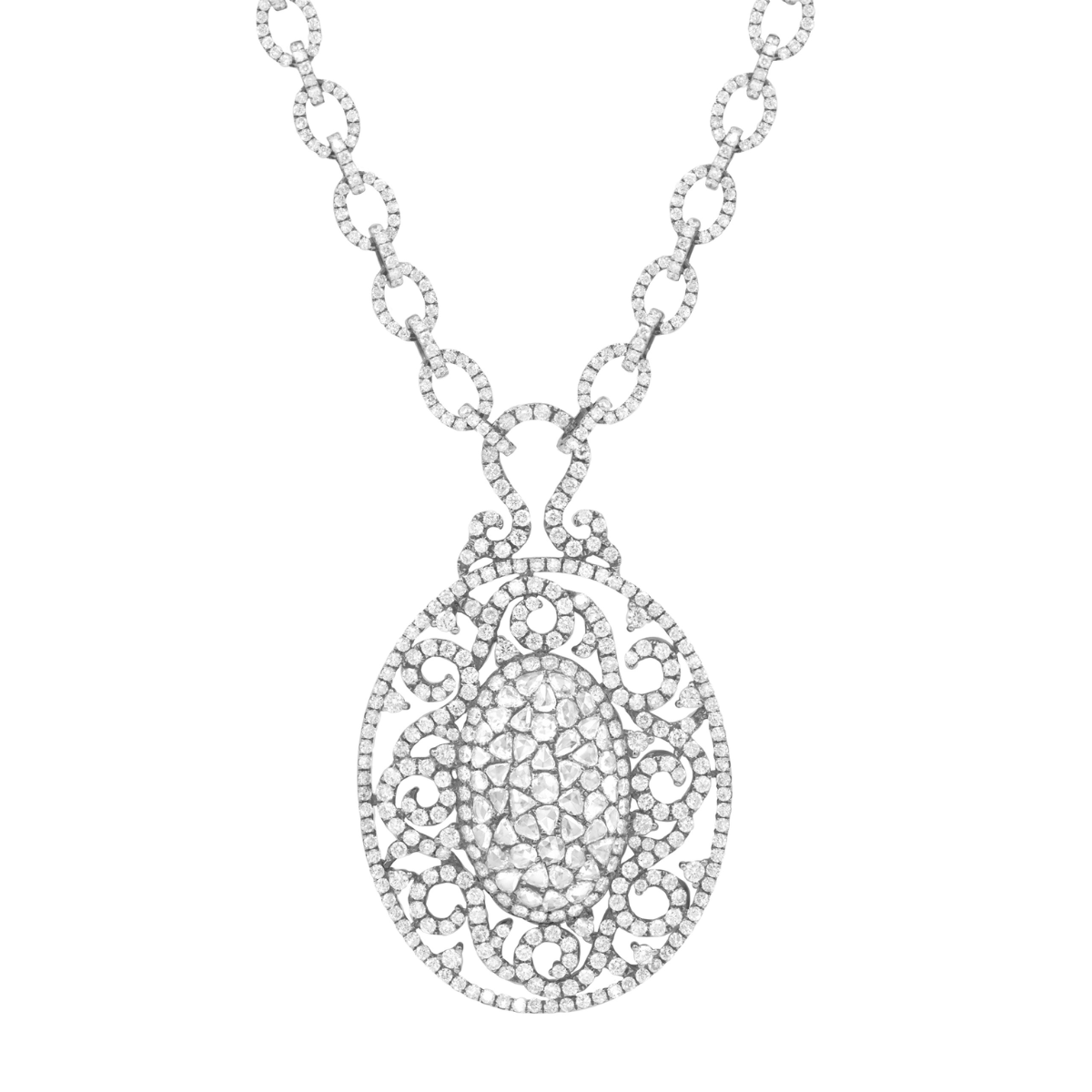 12cts Rose Cut Diamond Necklace