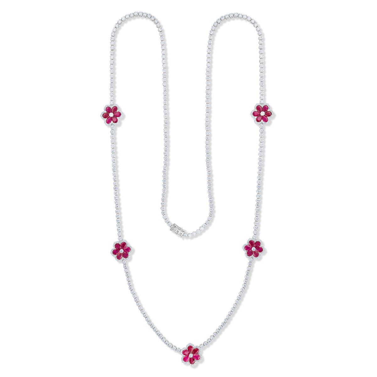 Ruby And Diamond Flower Necklace
