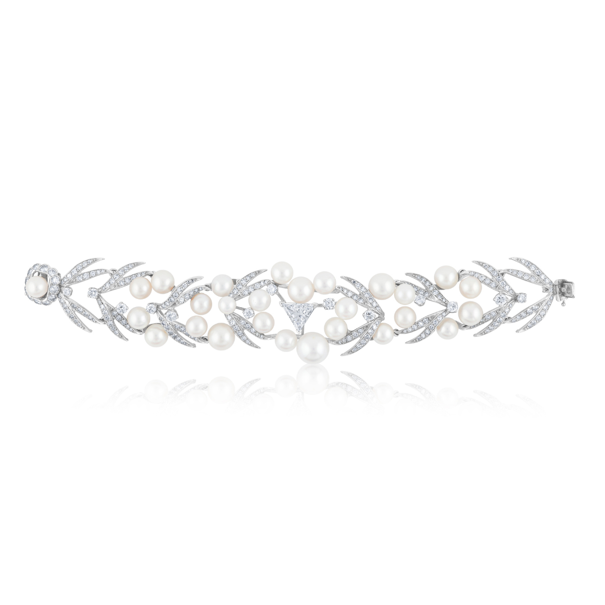 Art Deco Diamond And Pearl Bracelet