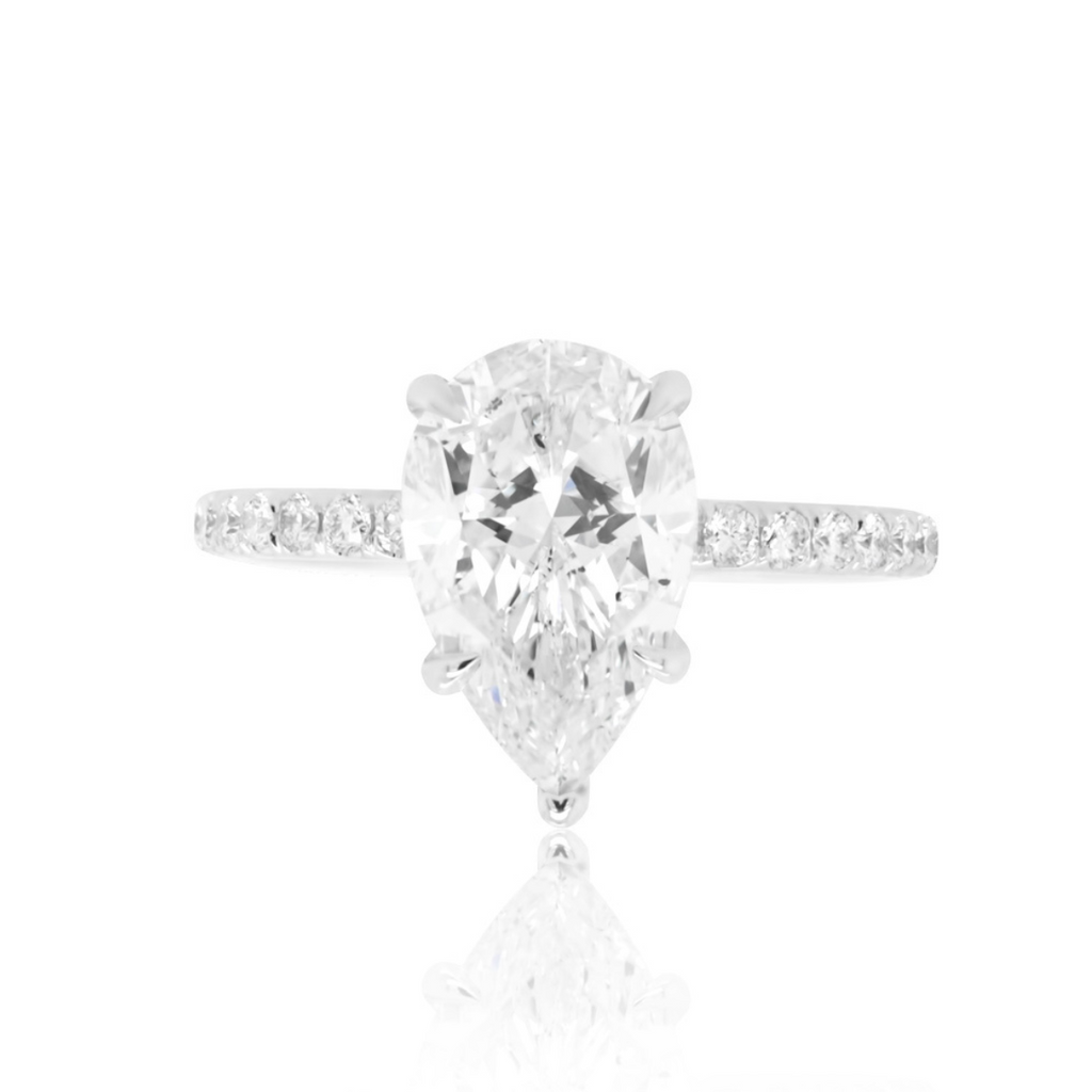 Pear Shaped Diamond Ring With Hidden Halo