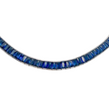 28cts Emerald Cut Sapphire Tennis Necklace