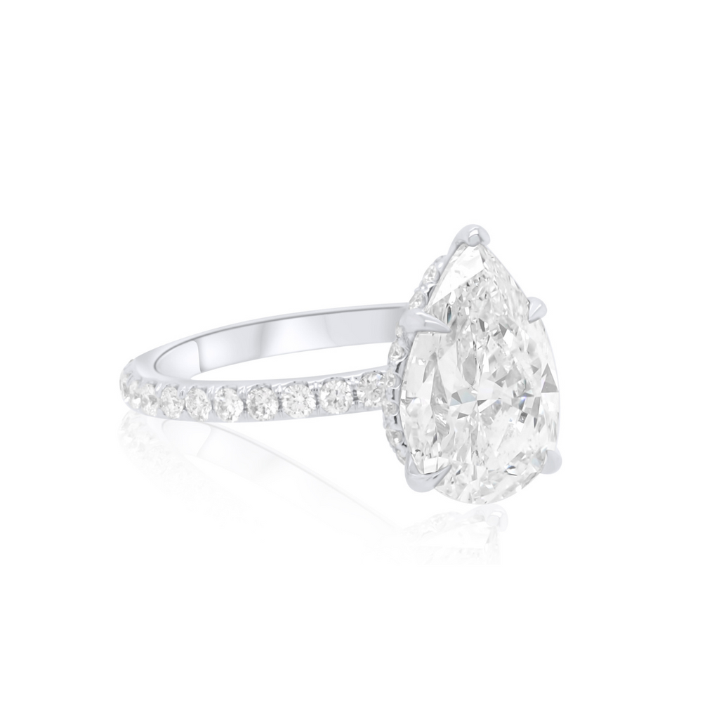 Pear Shaped Diamond Ring With Hidden Halo
