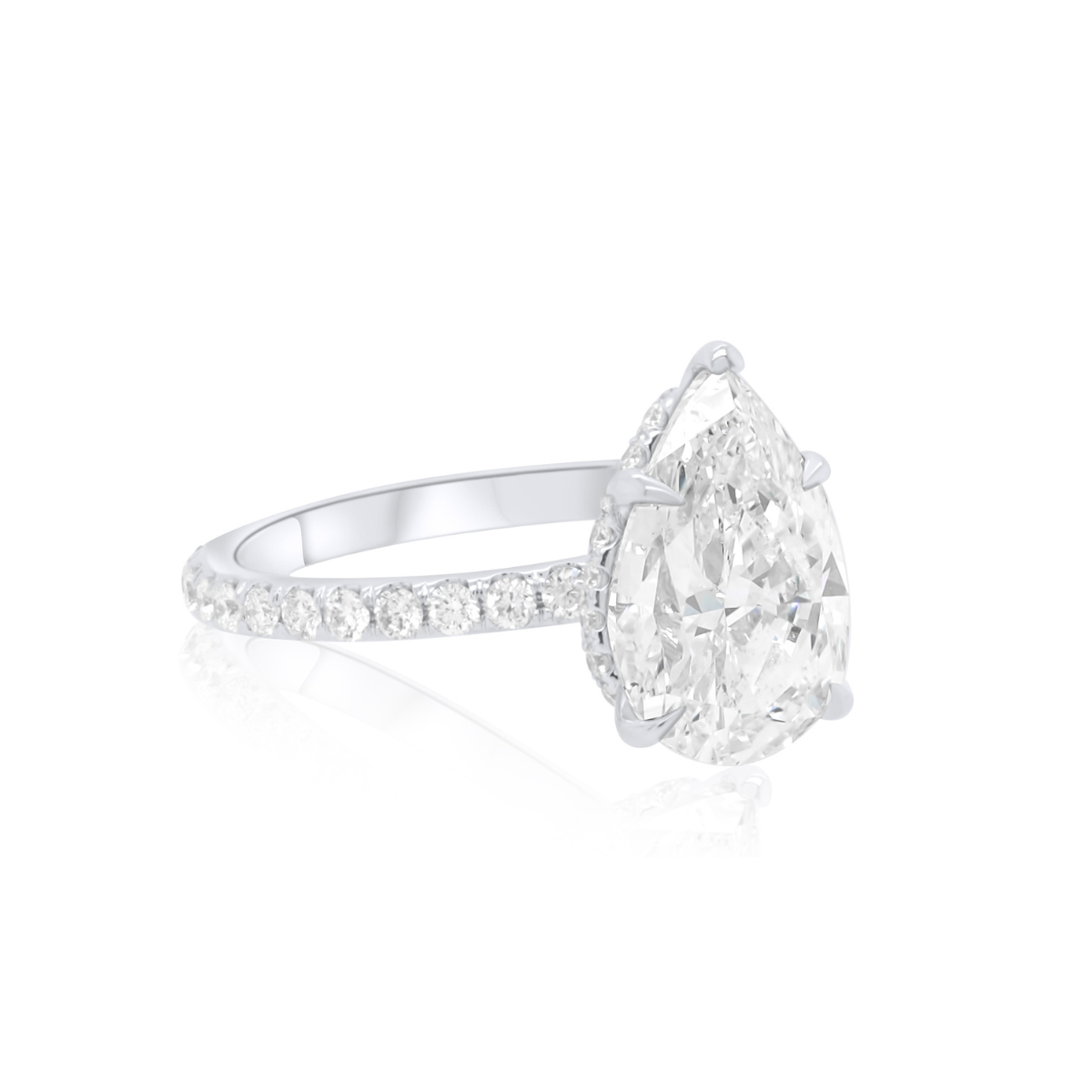 Pear Shaped Diamond Ring With Hidden Halo