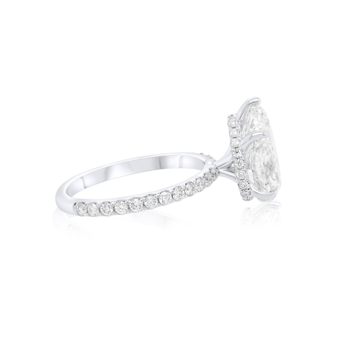 Pear Shaped Diamond Ring With Hidden Halo