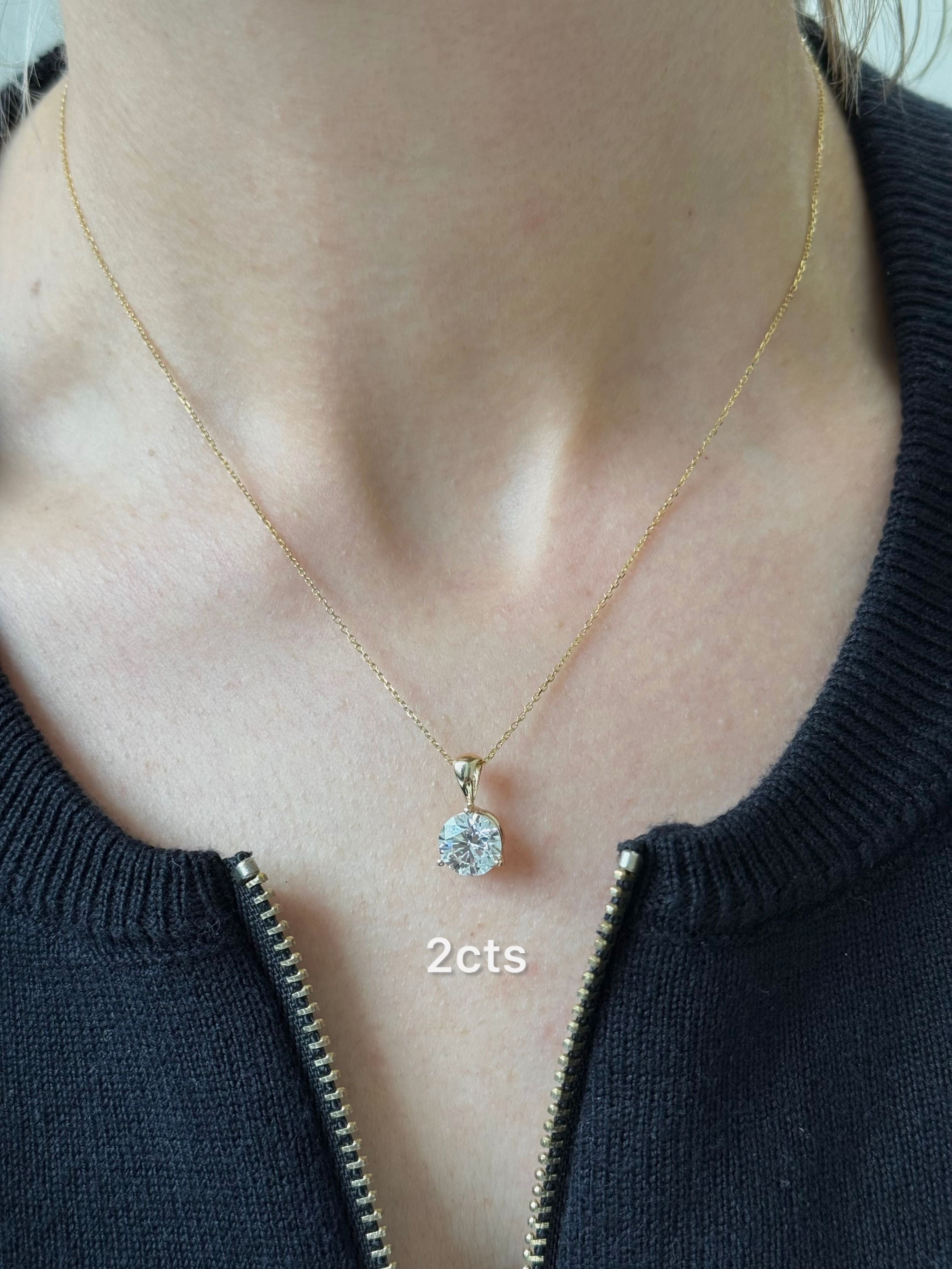 Lab-Grown Solitaire On Bail Diamond Pendant, 14K Gold