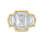 Lab-Grown Emerald Cut Bezel Ring with Cadillac Sides, 18K Gold