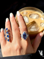 Sapphire Marquise Three Stone Ring