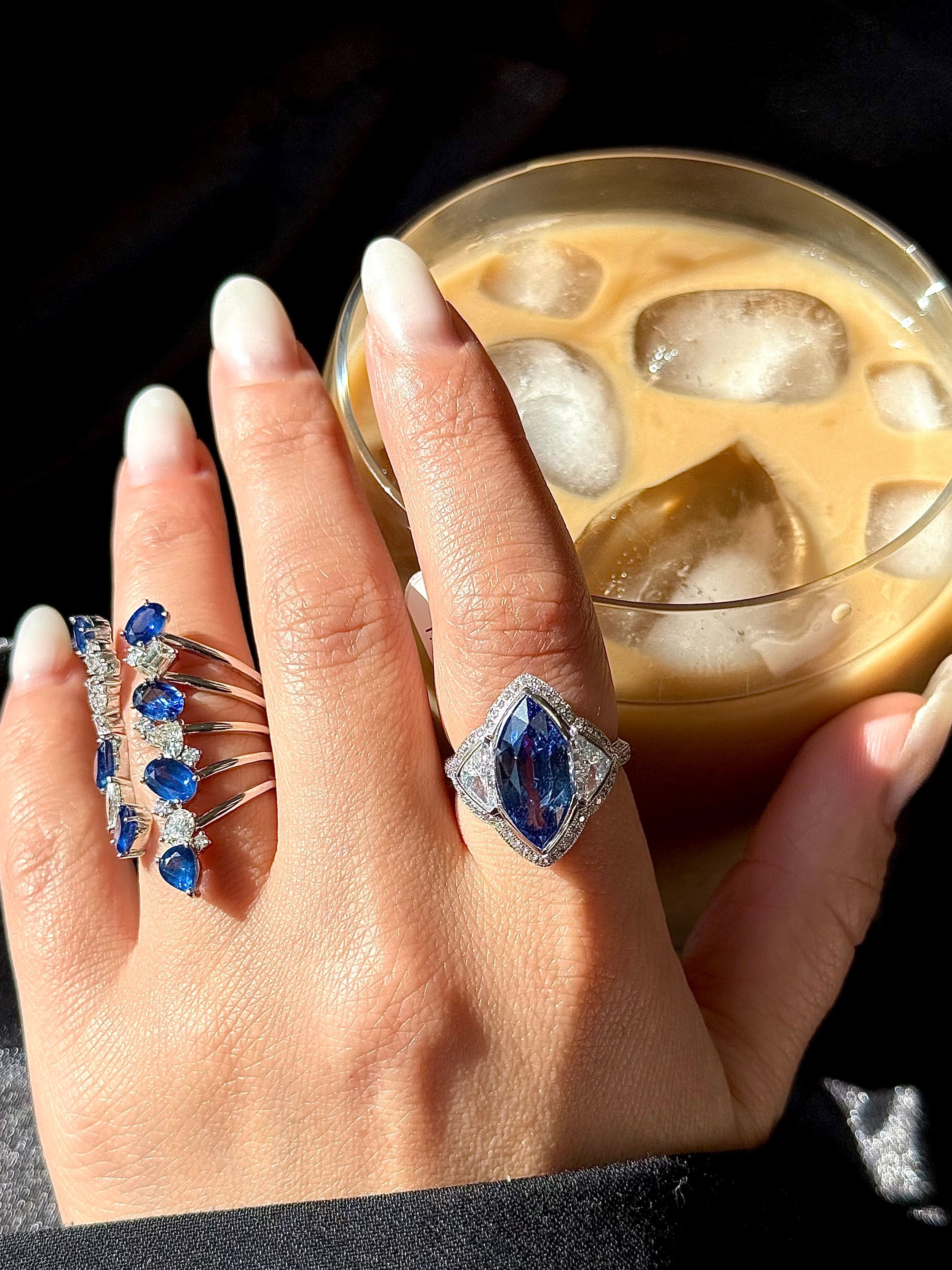 Sapphire Marquise Three Stone Ring