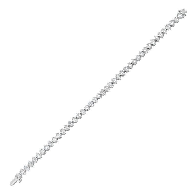 Lab-Grown Oval Bezel Tennis Bracelet, 14K Gold