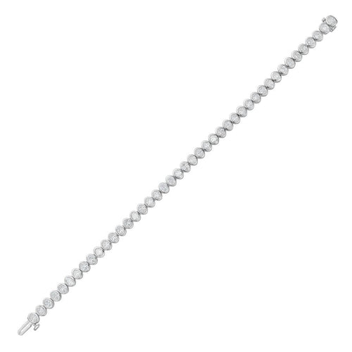 Lab-Grown Oval Bezel Tennis Bracelet, 14K Gold