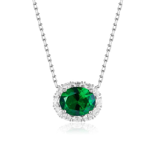 Verona Emerald Halo Necklace