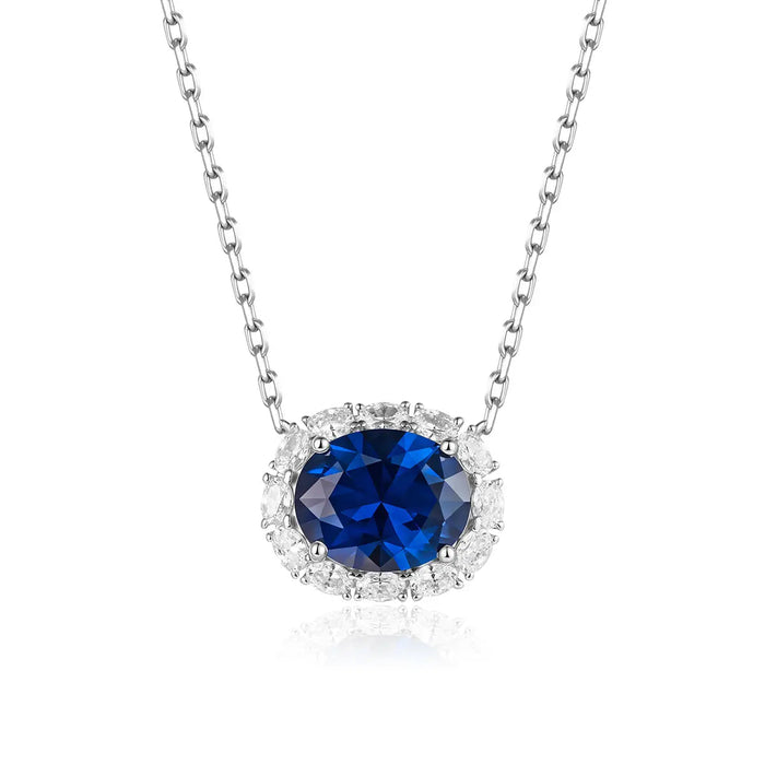 Verona Sapphire Halo Necklace