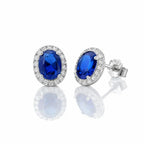 Verona Sapphire Halo Stud Earrings