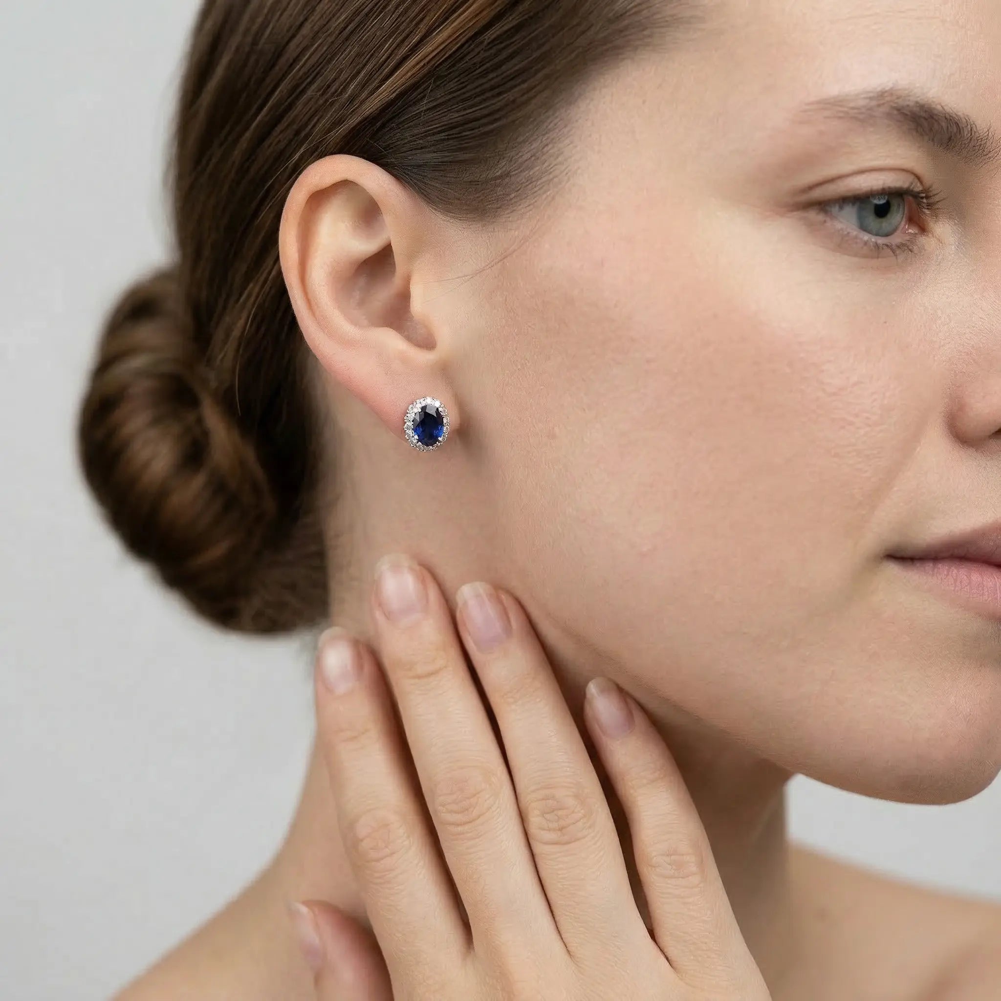 Verona Sapphire Halo Stud Earrings