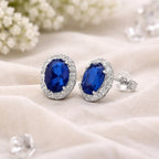 Verona Sapphire Halo Stud Earrings
