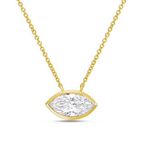 Lab Grown Marquise Diamond Bezel Pendant