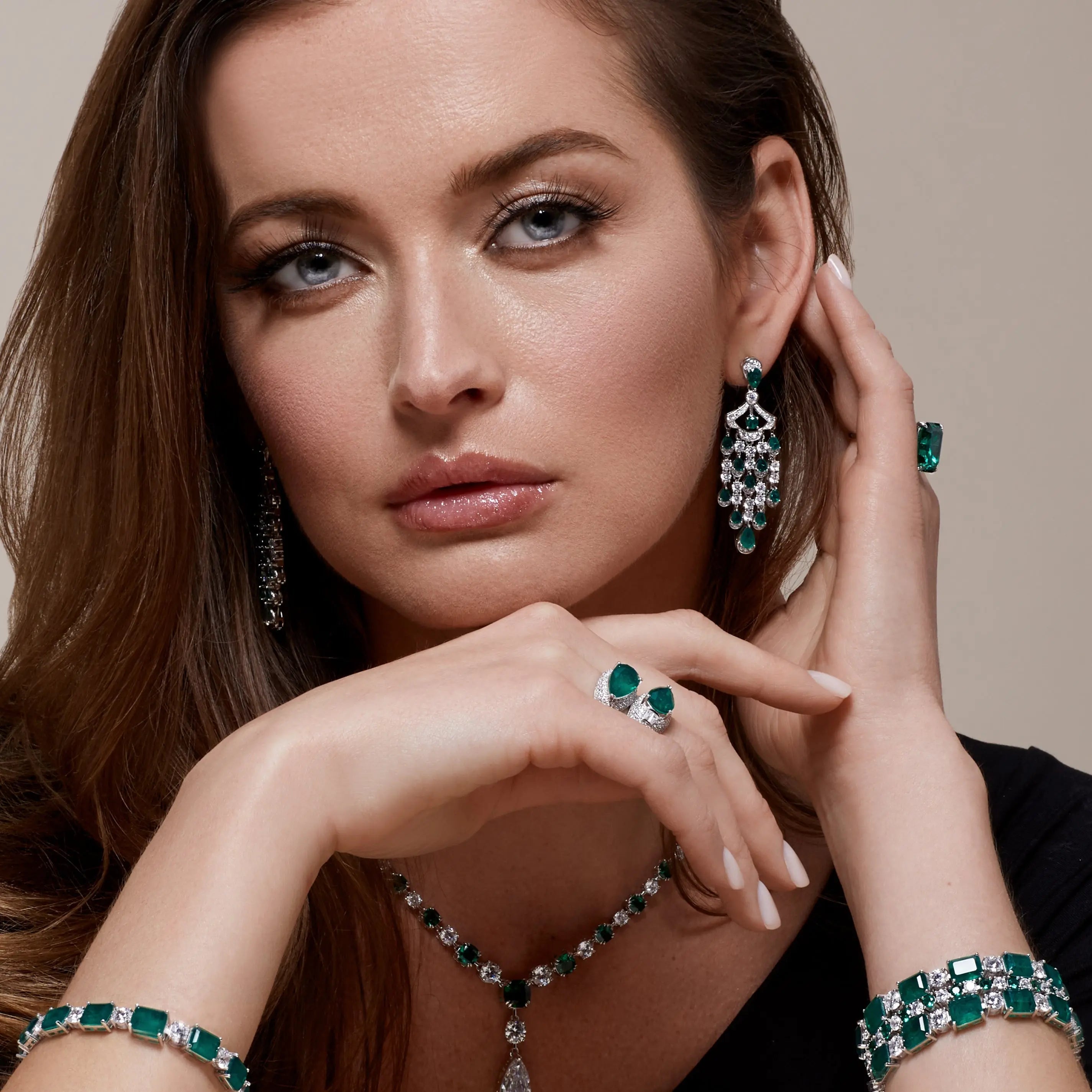 Nora Bypass Ring with Emerald