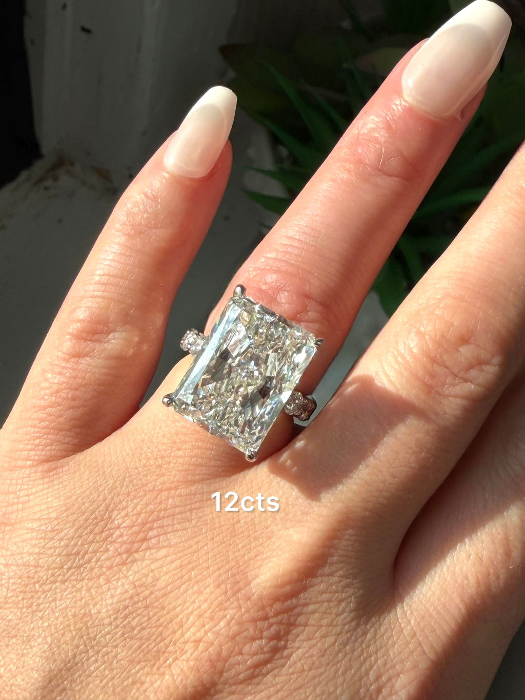 Lab-Grown Radiant Hidden Halo Diamond Ring with Eternity Band, 18K Gold