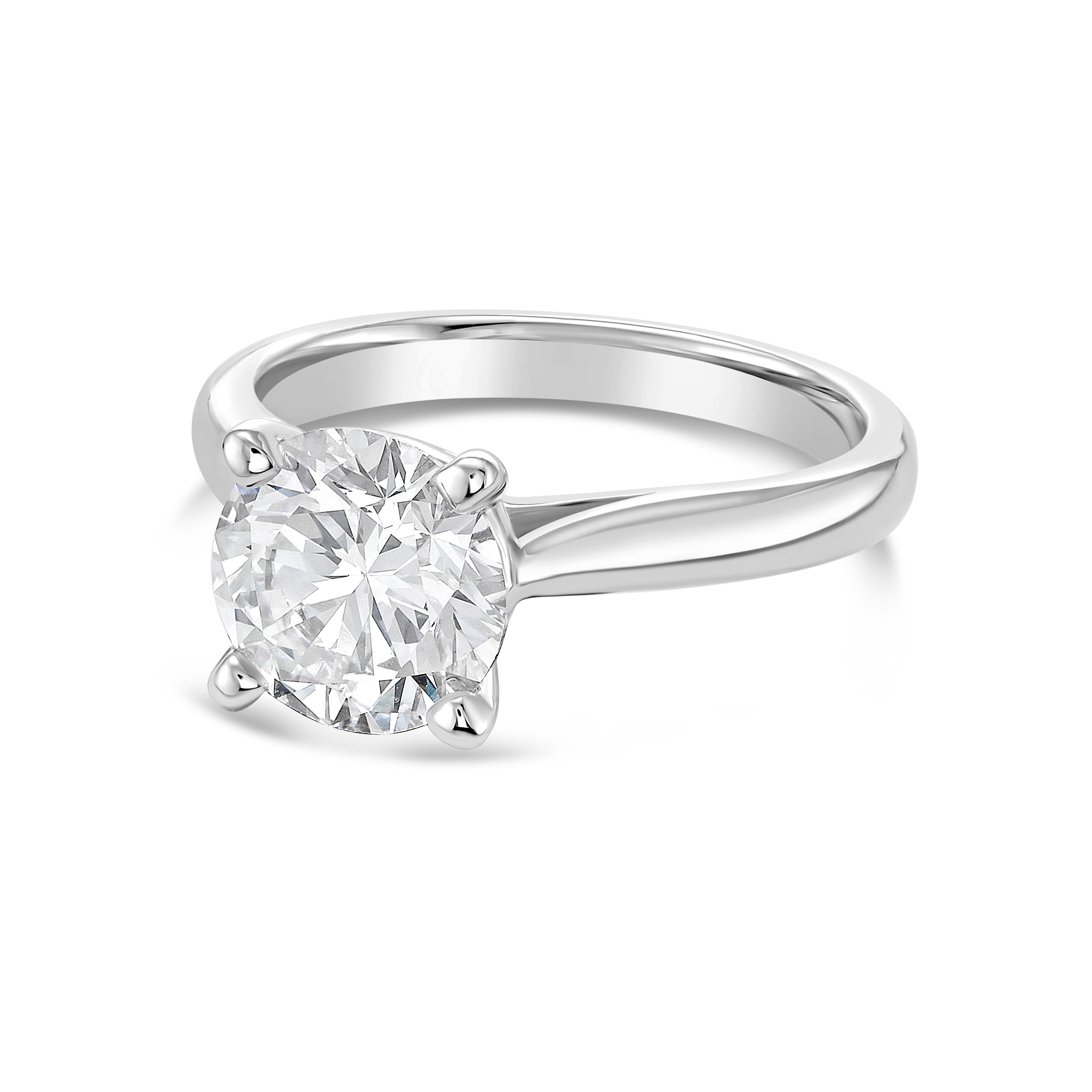 Lab-Grown Round Solitaire Engagement Ring, 18K Gold