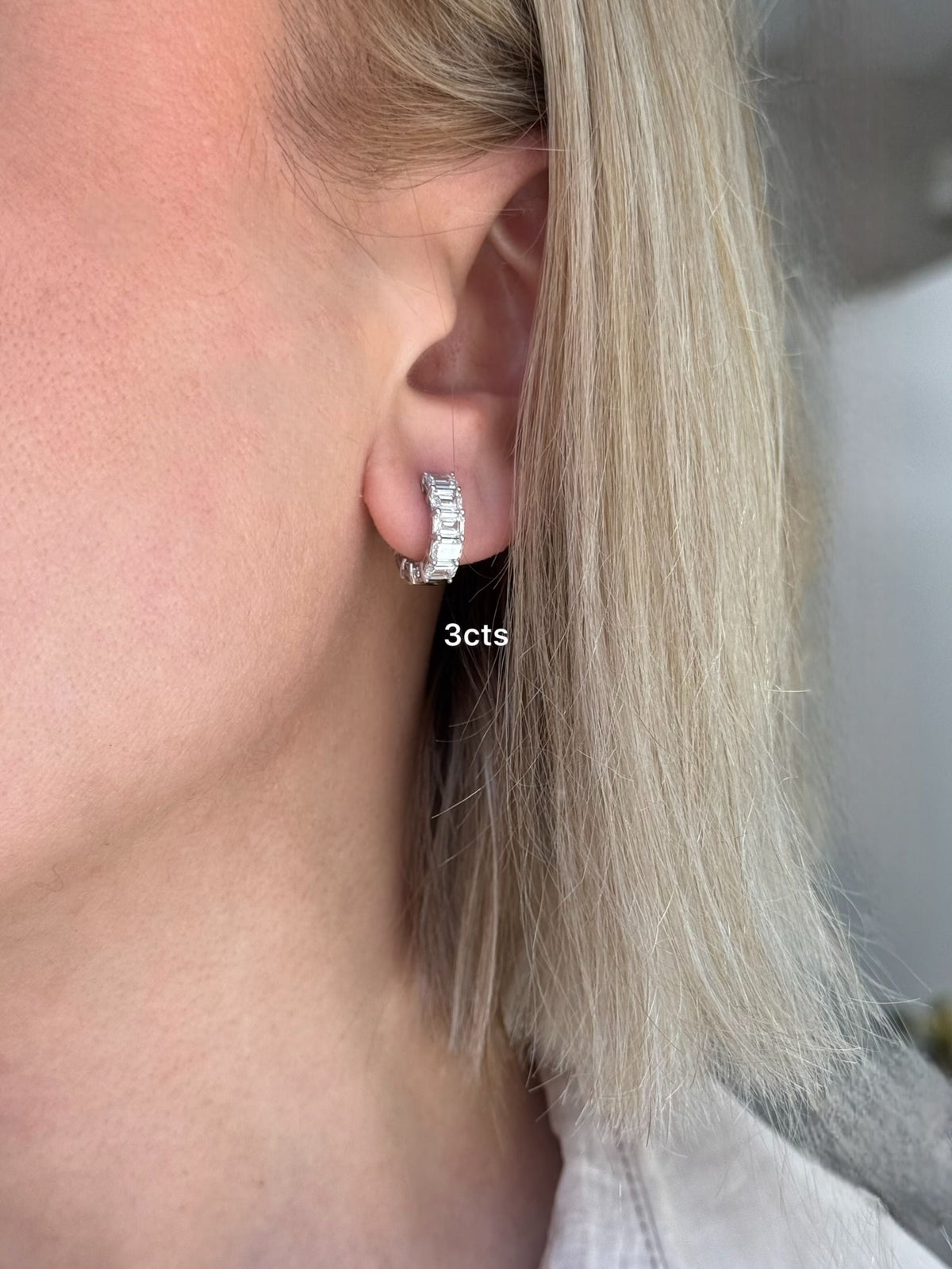 Lab Grown Emerald Diamond Hoop Earrings - 0.50"