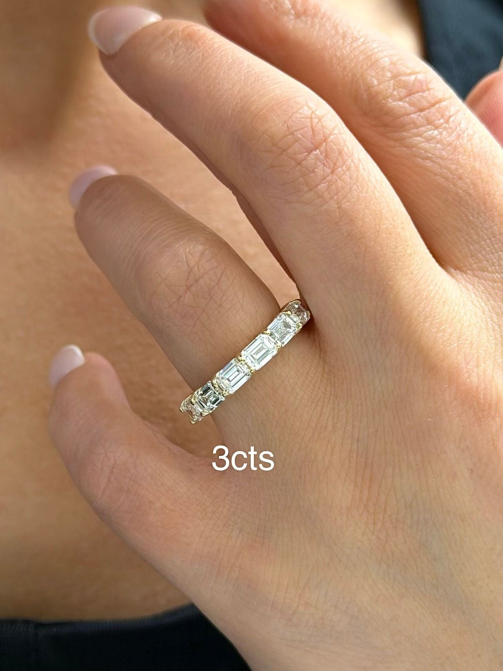 Lab Grown East West Emerald Diamond 3/4 Band