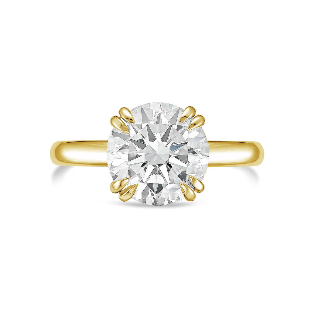 Lab-Grown Round Split Claw Engagement Ring, 18K Gold