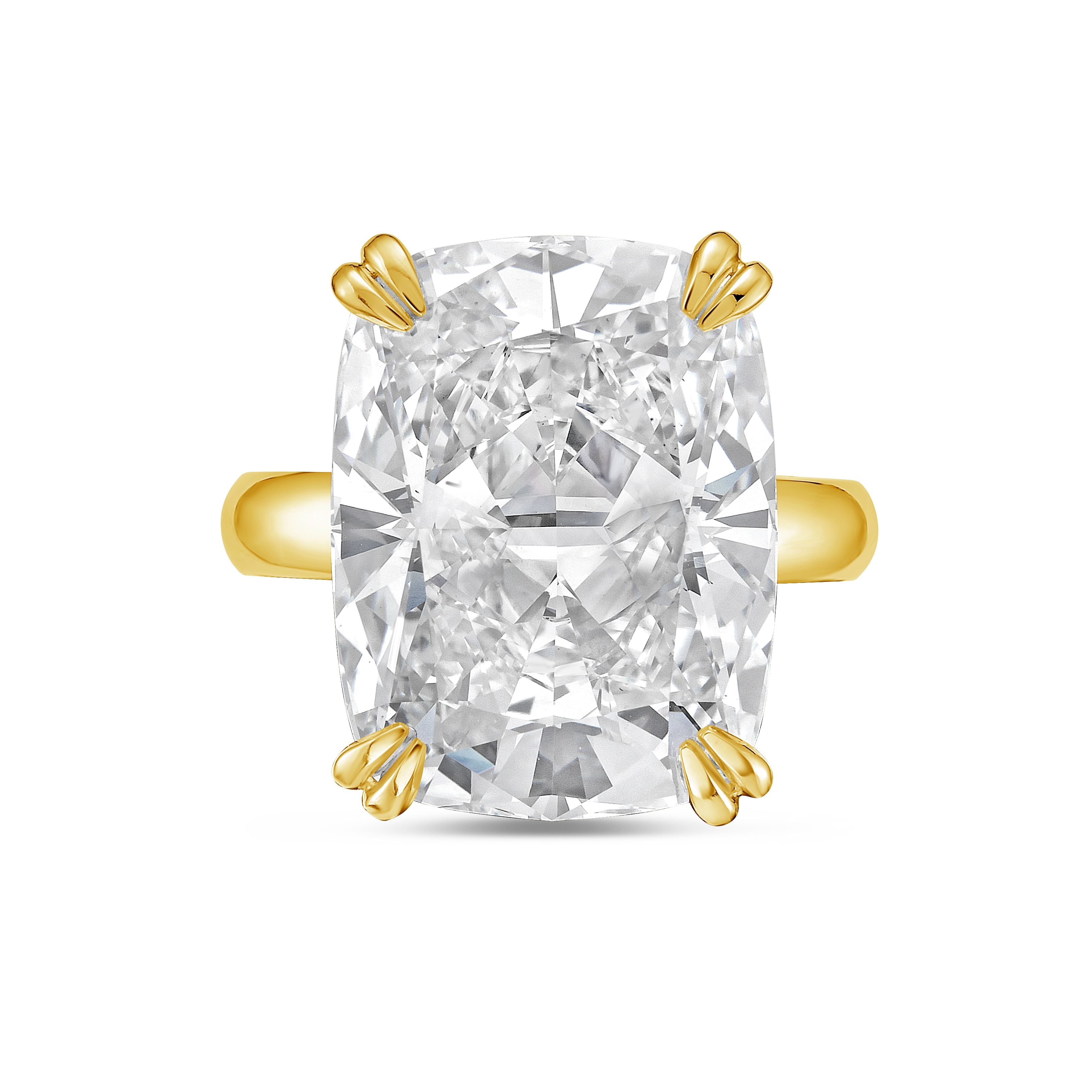 Lab-Grown Elongated Cushion Diamond Double Claw Engagement Ring, 14K Gold